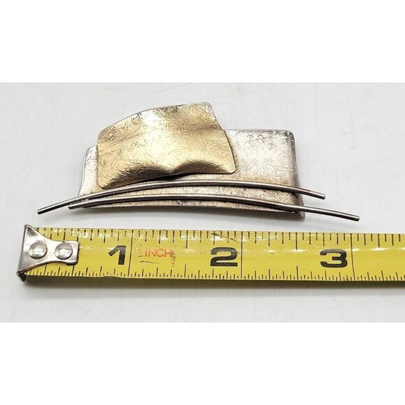 ED LEVIN 14K GOLD STERLING SILVER STUDIO ARTISAN MODERNIST SCULPTURE BROOCH PIN - Picture 7 of 7